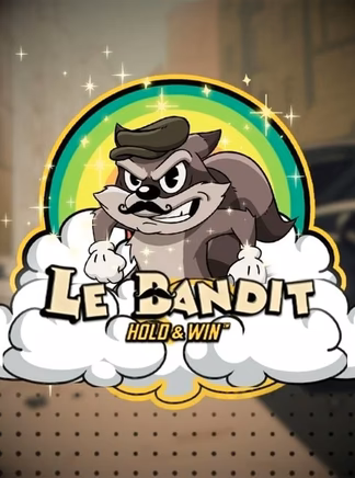 Un raton laveur moustachu en béret jaillit d'un nuage sur l'affiche de Le Bandit